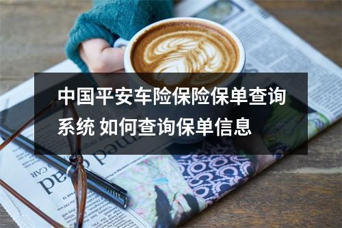 中国平安车险保险保单查询系统 如何查询保单信息