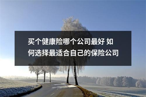 买个健康险哪个公司最好 如何选择最适合自己的保险公司