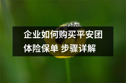 企业如何购买平安团体险保单 步骤详解