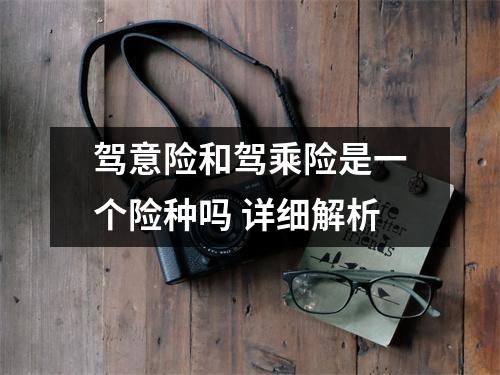 驾意险和驾乘险是一个险种吗 详细解析