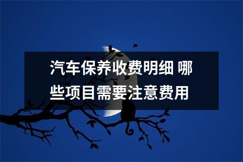 汽车保养收费明细 哪些项目需要注意费用 