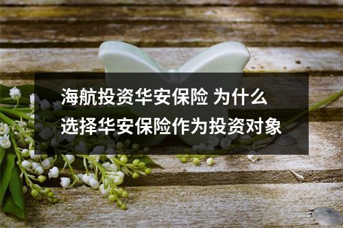 海航投资华安保险 为什么选择华安保险作为投资对象