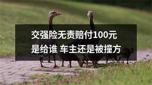 交强险无责赔付100元是给谁 车主还是被撞方