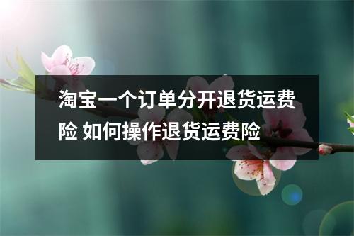 淘宝一个订单分开退货运费险 如何操作退货运费险