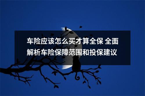 车险应该怎么买才算全保 全面解析车险保障范围和投保建议