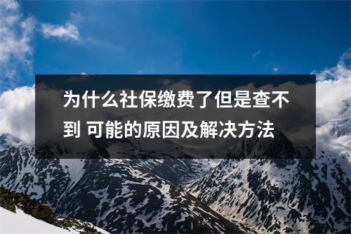 为什么社保缴费了但是查不到 可能的原因及解决方法