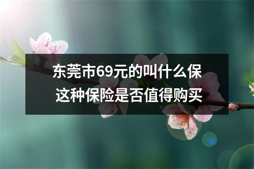 东莞市69元的叫什么保 这种保险是否值得购买