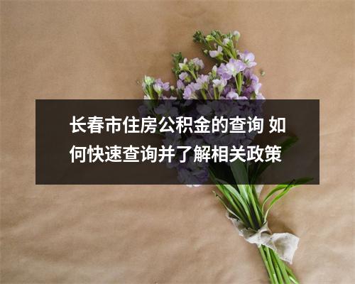 长春市住房公积金的查询 如何快速查询并了解相关政策