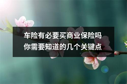 车险有必要买商业保险吗 你需要知道的几个关键点