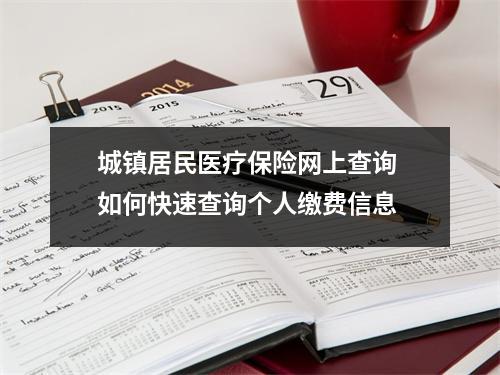 城镇居民医疗保险网上查询 如何快速查询个人缴费信息