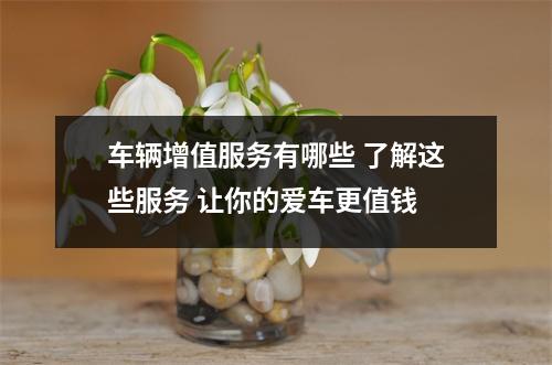车辆增值服务有哪些 了解这些服务 让你的爱车更值钱