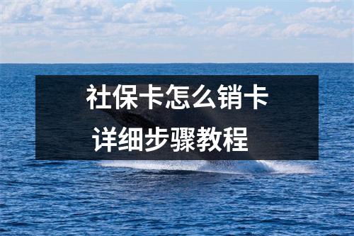 社保卡怎么销卡 详细步骤教程