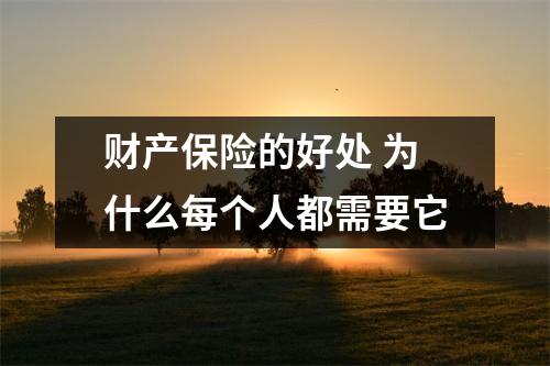 财产保险的好处 为什么每个人都需要它