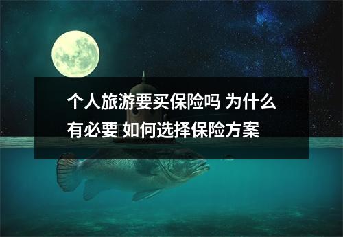 个人旅游要买保险吗 为什么有必要 如何选择保险方案