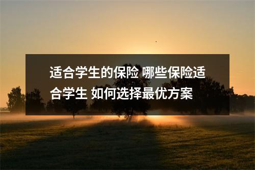 适合学生的保险 哪些保险适合学生 如何选择最优方案