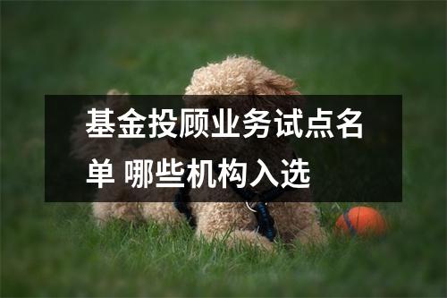 基金投顾业务试点名单 哪些机构入选
