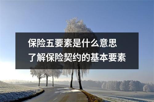 保险五要素是什么意思 了解保险契约的基本要素