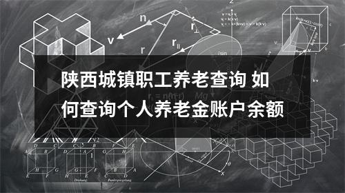 陕西城镇职工养老查询 如何查询个人养老金账户余额