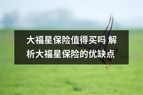 大福星保险值得买吗 解析大福星保险的优缺点