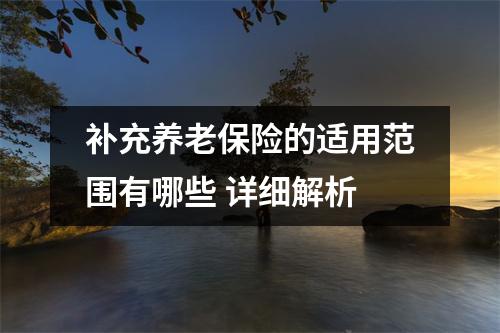 补充养老保险的适用范围有哪些 详细解析