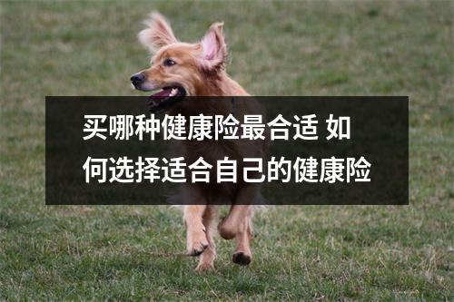 买哪种健康险最合适 如何选择适合自己的健康险