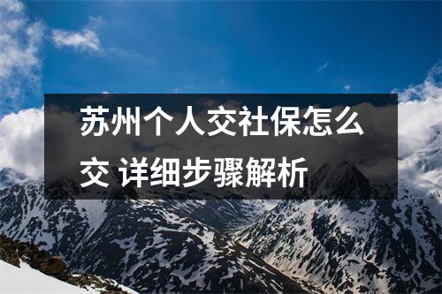 苏州个人交社保怎么交 详细步骤解析