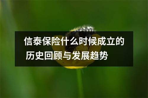 信泰保险什么时候成立的 历史回顾与发展趋势