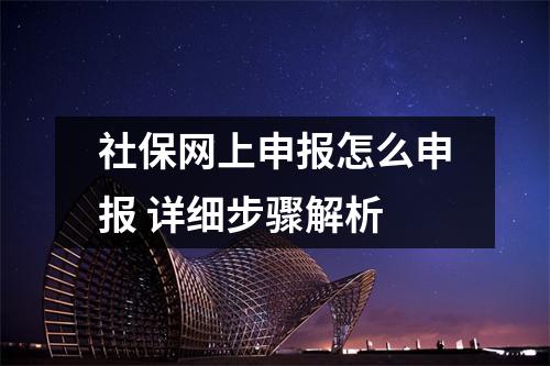 社保网上申报怎么申报 详细步骤解析