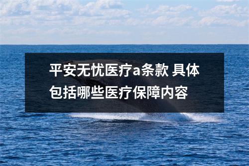 平安无忧医疗a条款 具体包括哪些医疗保障内容