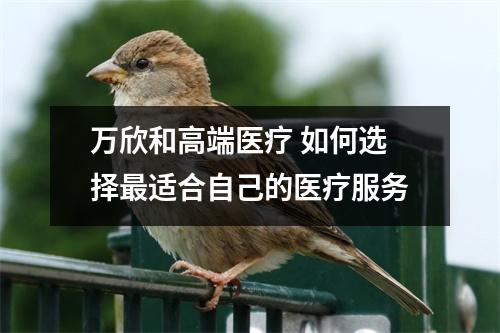 万欣和高端医疗 如何选择最适合自己的医疗服务