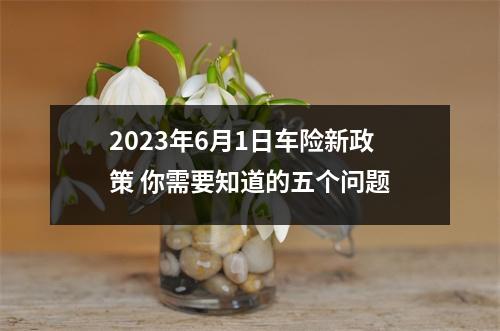 2023年6月1日车险新政策 你需要知道的五个问题