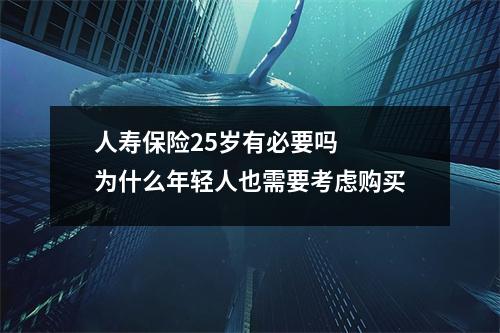 人寿保险25岁有必要吗  为什么年轻人也需要考虑购买