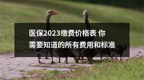 医保2023缴费价格表 你需要知道的所有费用和标准