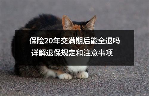 保险20年交满期后能全退吗 详解退保规定和注意事项