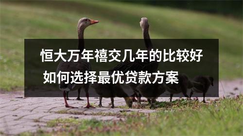 恒大万年禧交几年的比较好 如何选择最优贷款方案