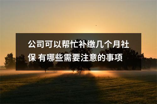 公司可以帮忙补缴几个月社保 有哪些需要注意的事项
