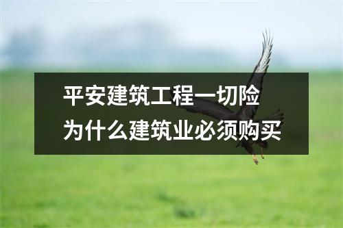 平安建筑工程一切险 为什么建筑业必须购买