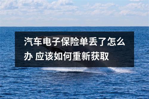 汽车电子保险单丢了怎么办 应该如何重新获取