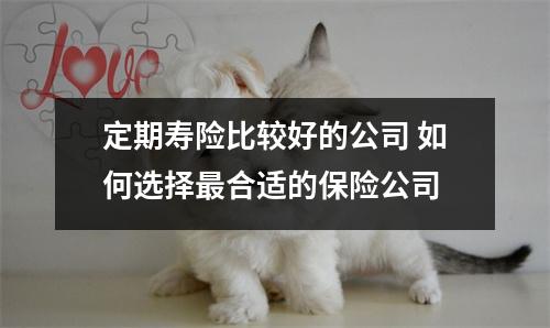 定期寿险比较好的公司 如何选择最合适的保险公司
