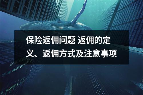保险返佣问题 返佣的定义、返佣方式及注意事项