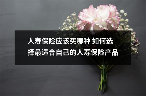 人寿保险应该买哪种 如何选择最适合自己的人寿保险产品