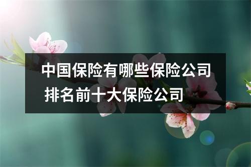 中国保险有哪些保险公司 排名前十大保险公司