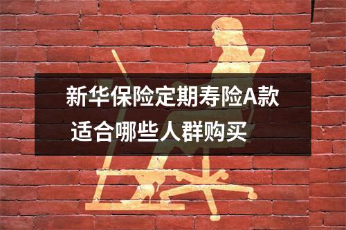 新华保险定期寿险A款 适合哪些人群购买 