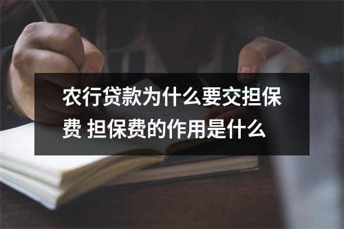 农行贷款为什么要交担保费 担保费的作用是什么