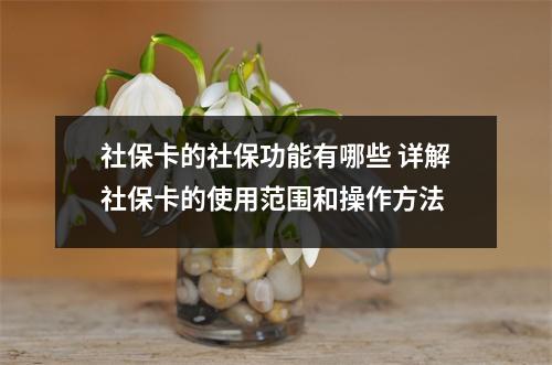 社保卡的社保功能有哪些 详解社保卡的使用范围和操作方法