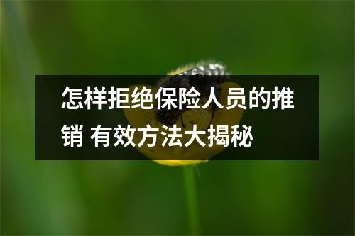 怎样拒绝保险人员的推销 有效方法大揭秘