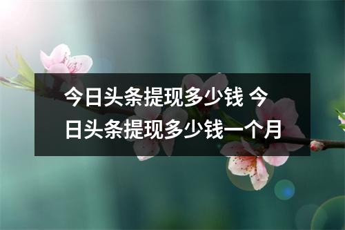 今日头条提现多少钱 今日头条提现多少钱一个月