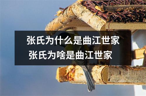 张氏为什么是曲江世家 张氏为啥是曲江世家