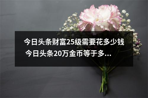 今日头条财富25级需要花多少钱 今日头条20万金币等于多少钱