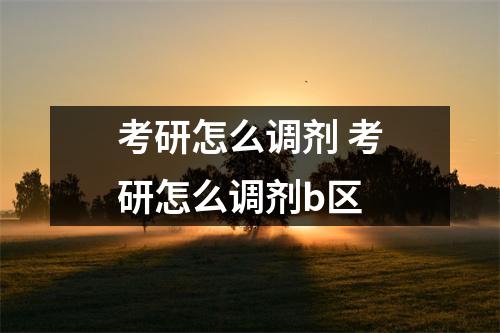 考研怎么调剂 考研怎么调剂b区